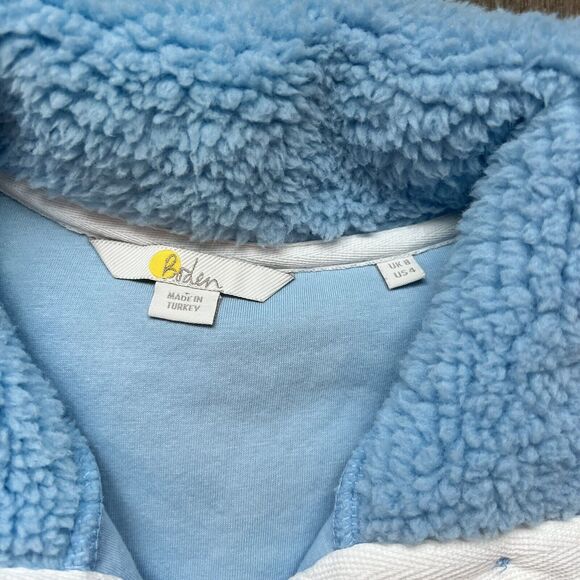 BODEN Sweatshirt Fleece Pullover 1/2 Button-up Sherpa SZ 4 Women’s Small Blue - Picture 4 of 5